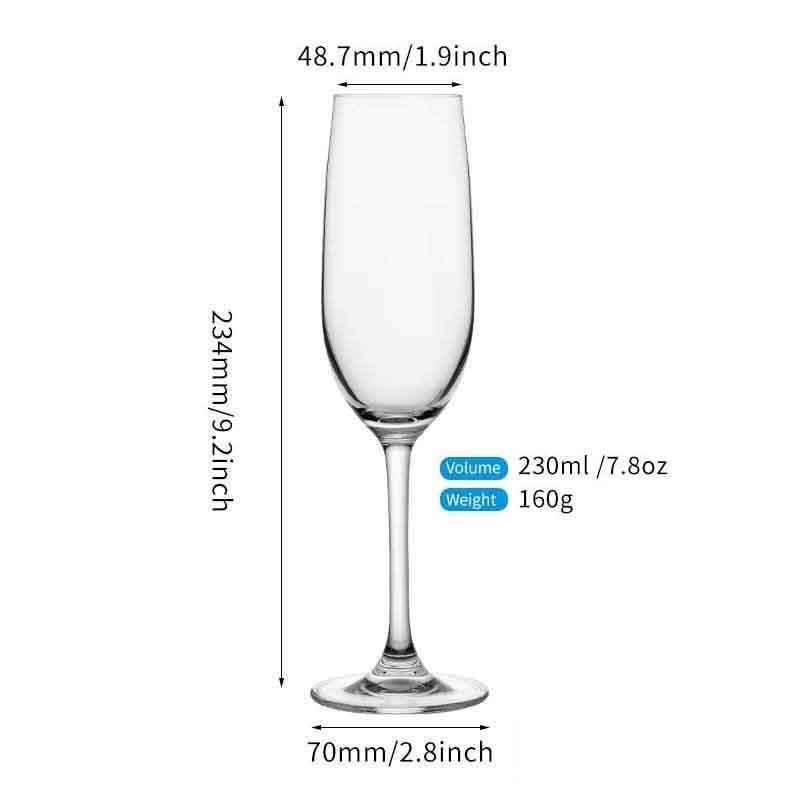 Champagne glass size