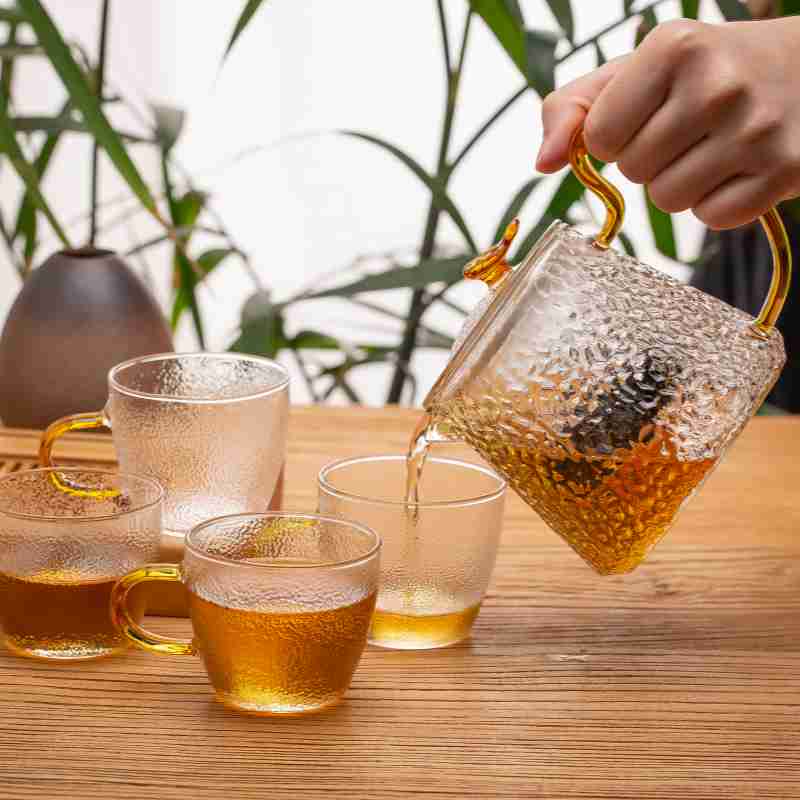 glass teapot set with cups