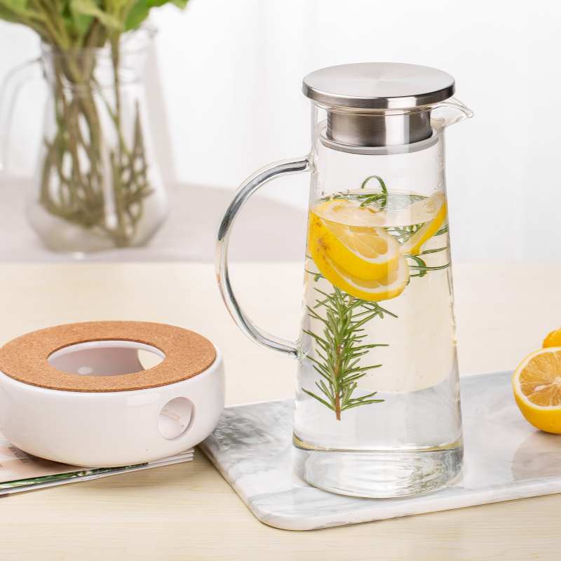 glass water jug with lid