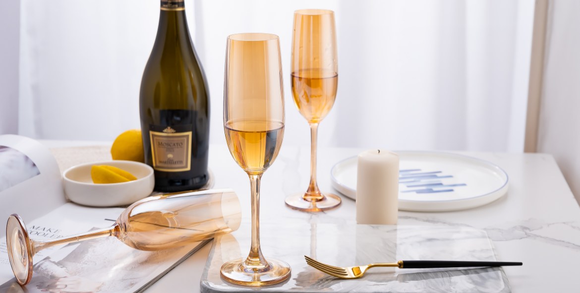 amber colored crystal glass wine goblet