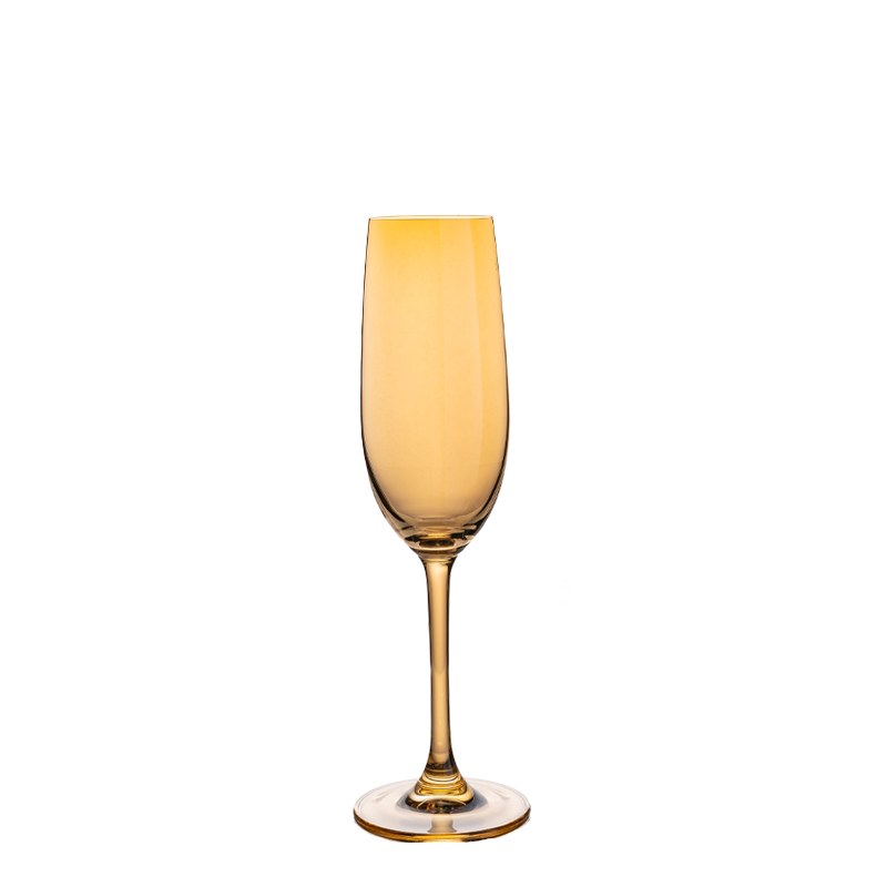 amber colored crystal champagne flutes