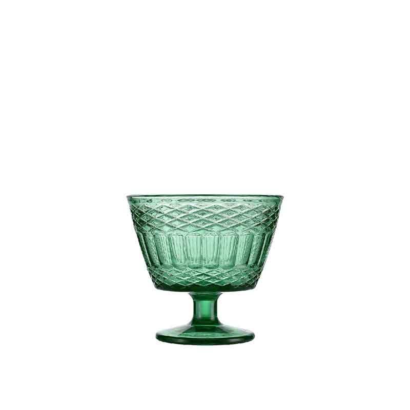 Green glass goblet