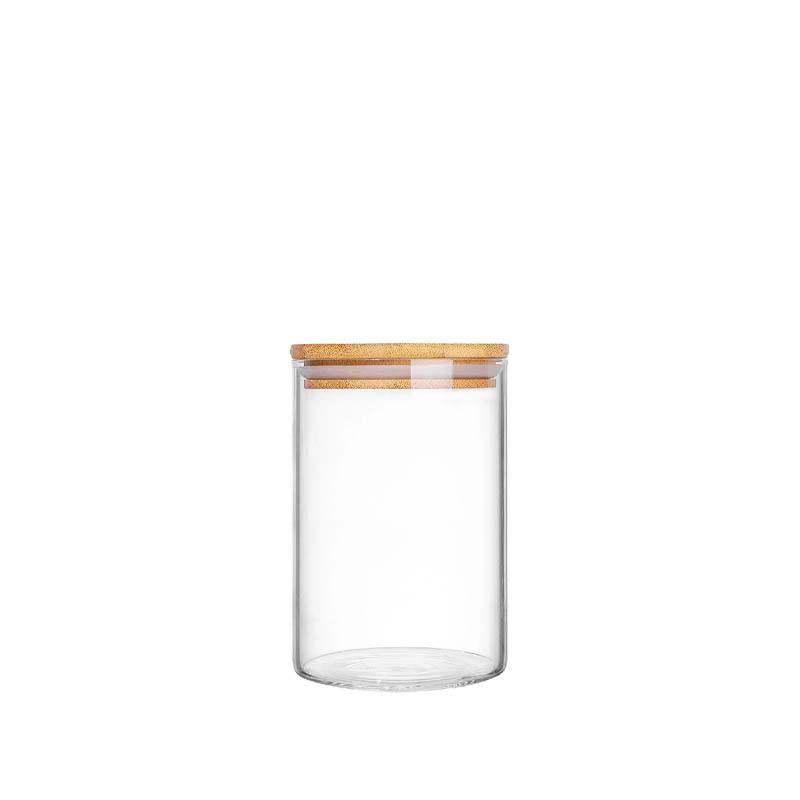 glass jar with wooden lid