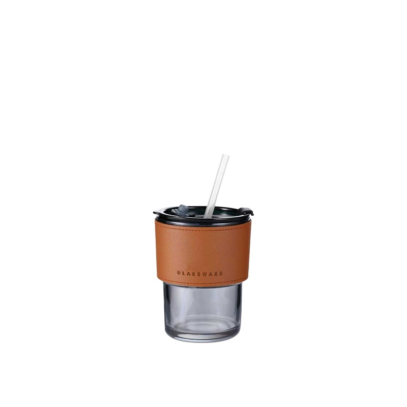 Glass tumbler with straw