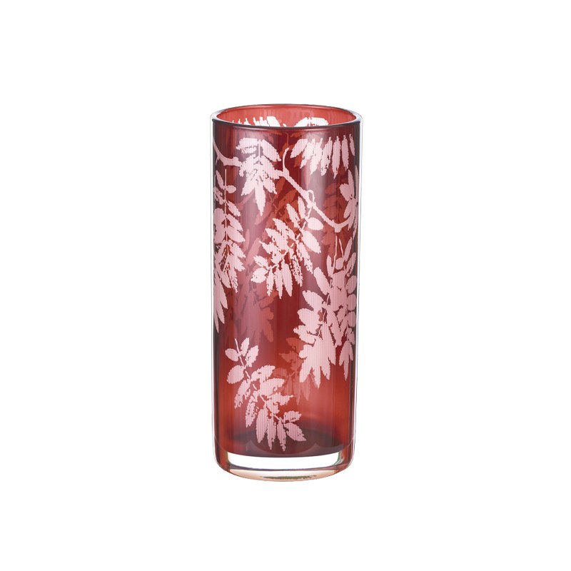 red glass vase for home decor