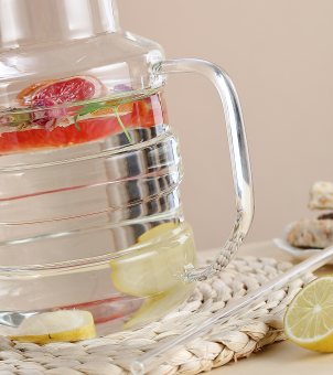 glass water jug with handle