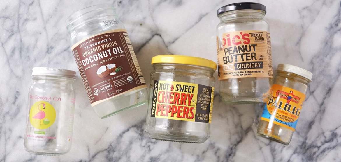 glass jars with decals