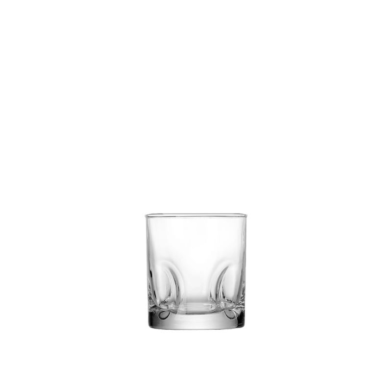 330ml glass tumbler with clear high‑white design and thick stable base