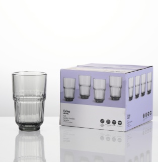 IKEA SÄLLSKAPLIG tempered glass tumbler set IKEA SÄLLSKAPLIG tempered glass tumbler with packaging box showing six‑piece set