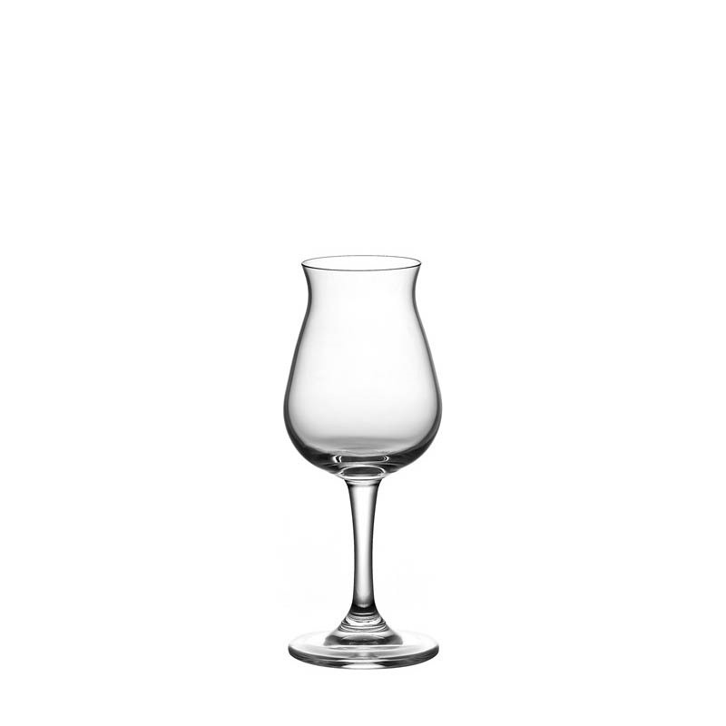 Transparent crystal tulip-shaped whisky tasting glass, made of lead-free glass, a professional spirits tasting glass.