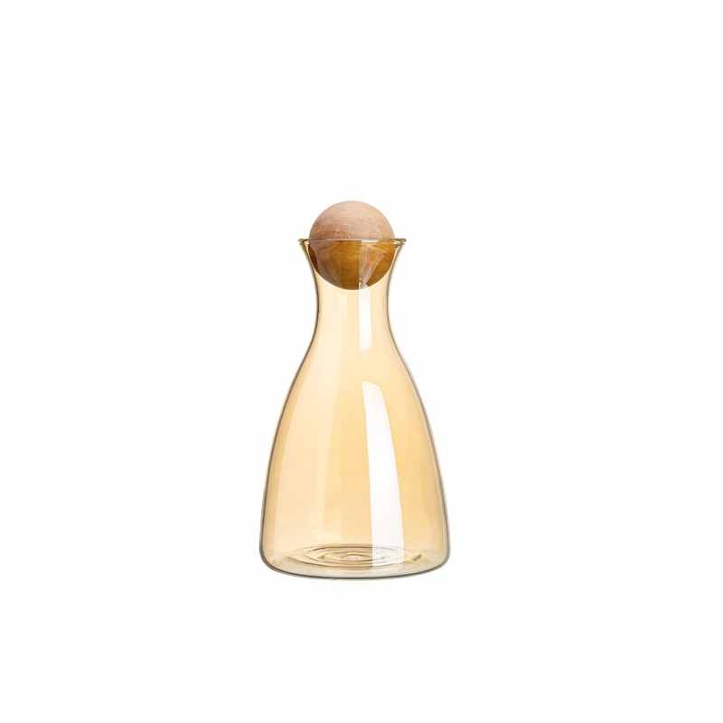 Xinghuo glass amber heat-resistant glass kettle with round wooden ball lid, white background display image