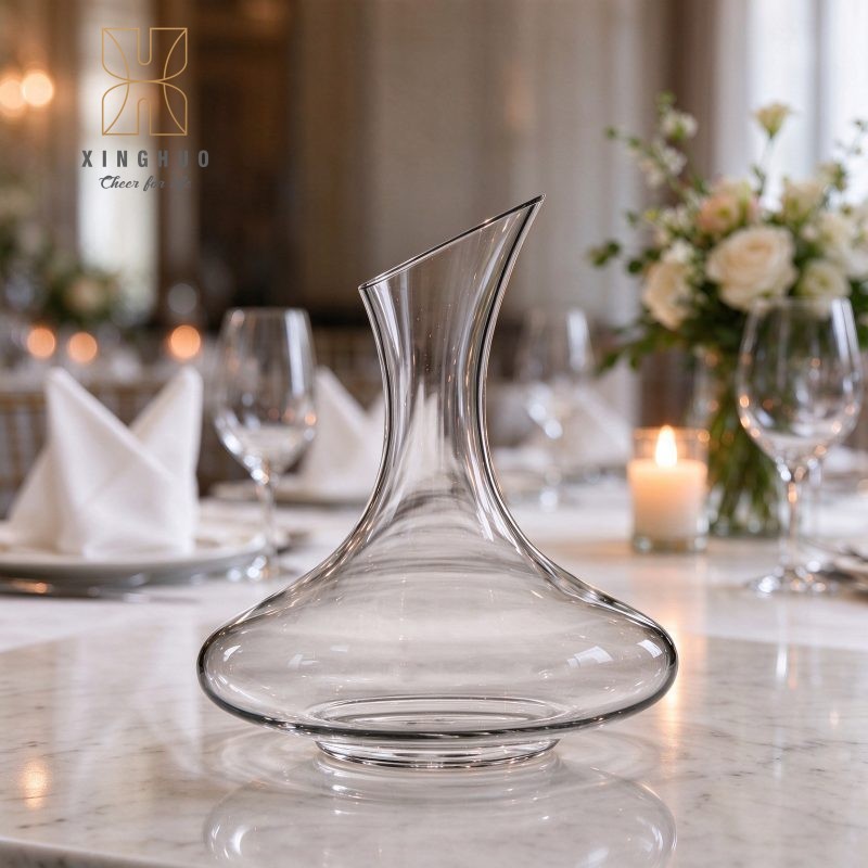 Image of a crystal decanter used on high-end banquet tables.